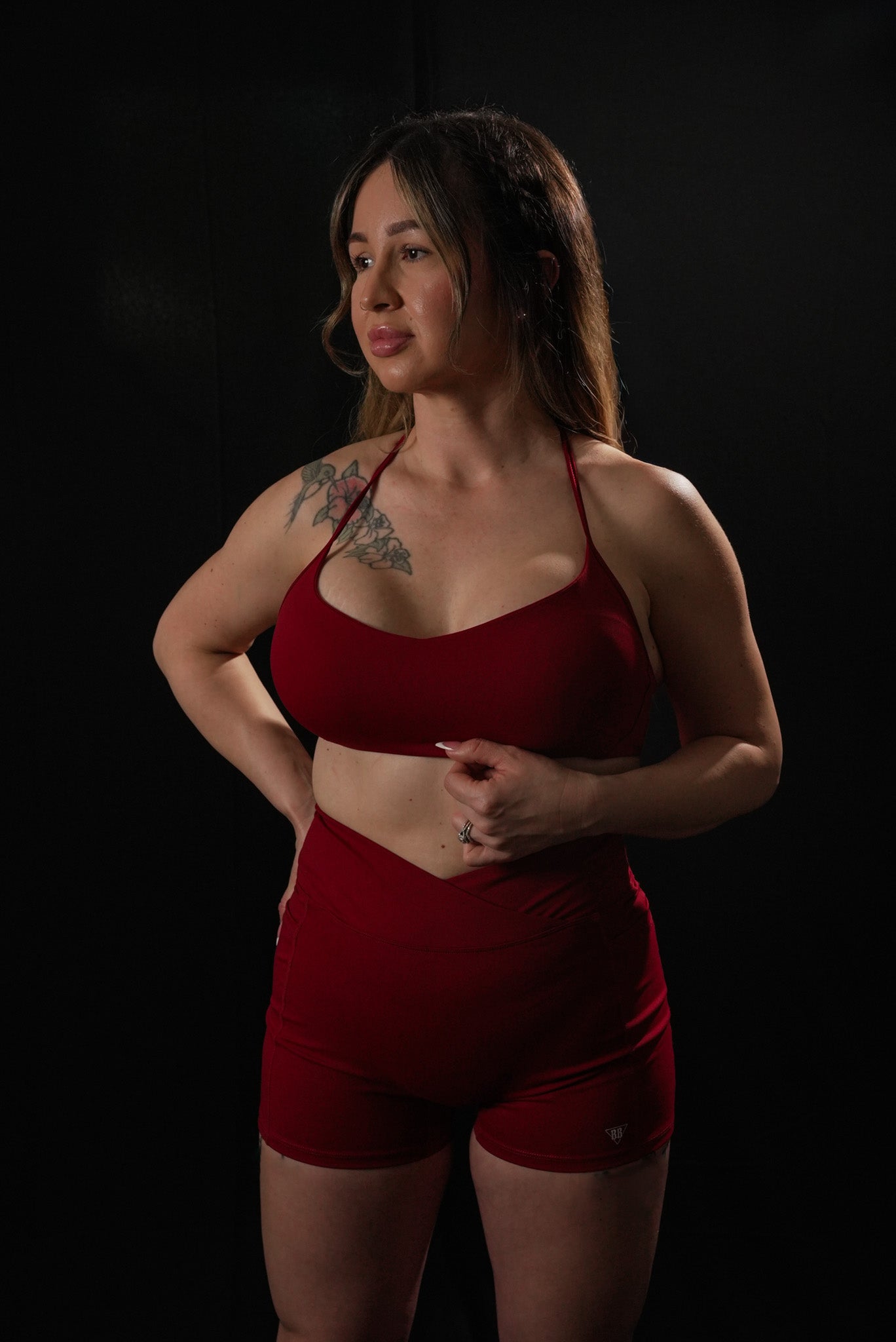 Merlot V-Curve Scrunch Shorts