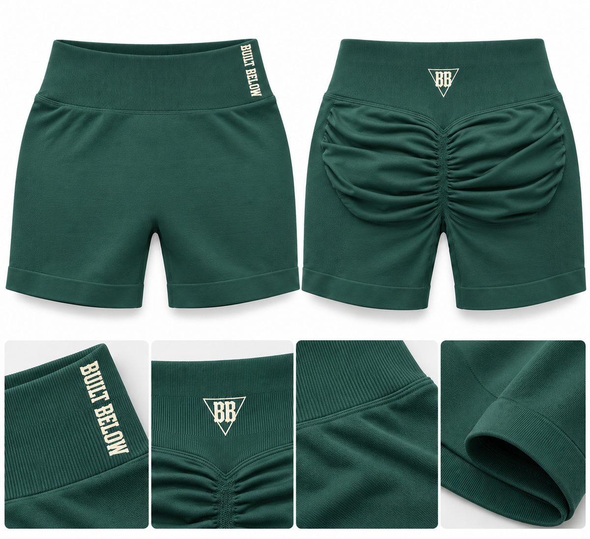 Contour Scrunch Shorts – Forest Green