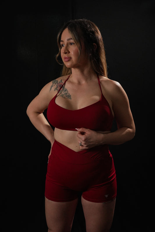 Merlot V-Curve Scrunch Shorts